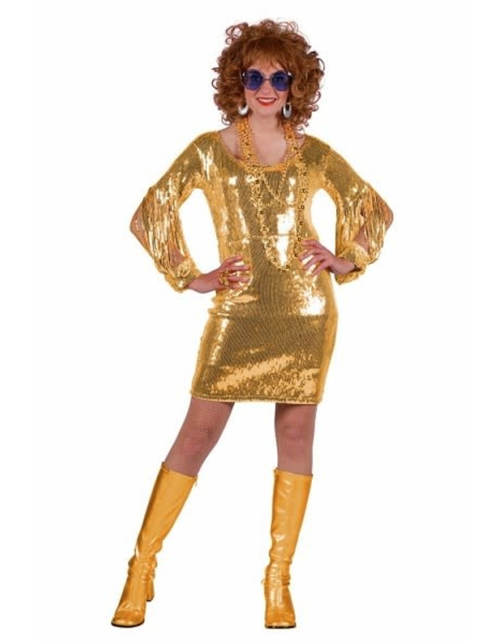 Glitterkleed goud - Willaert, verkleedkledij, carnavalkledij, carnavaloutfit, feestkledij,